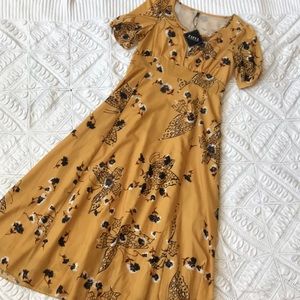 Midi maxi mustard yellow butterfly dress ✨✨
